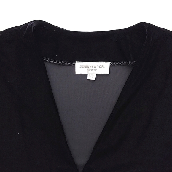 Jones New York Sport Black Velour One  Button Long Drapey Cardigan Size Large - Picture 3 of 8